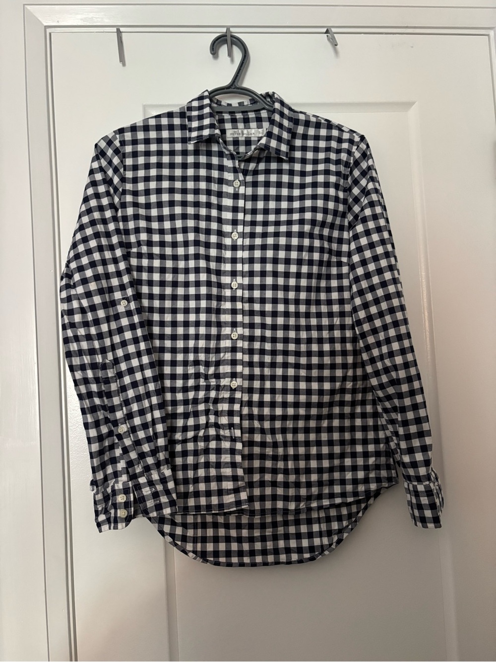 Peter Millar Navy and White Gingham Shirt
